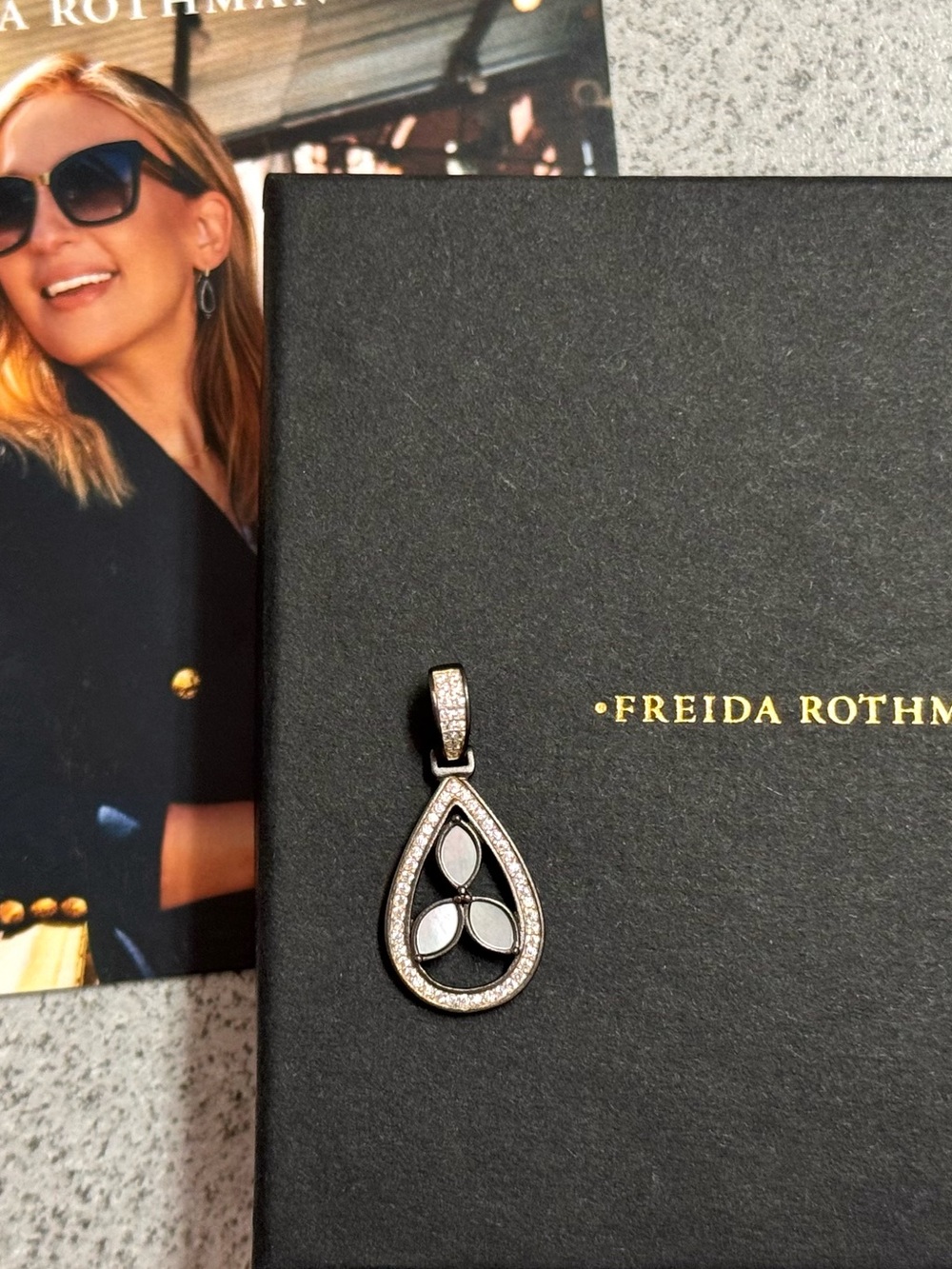 Freida Rothman MOTHER OF PEARL PETAL TEARDROP CHARM